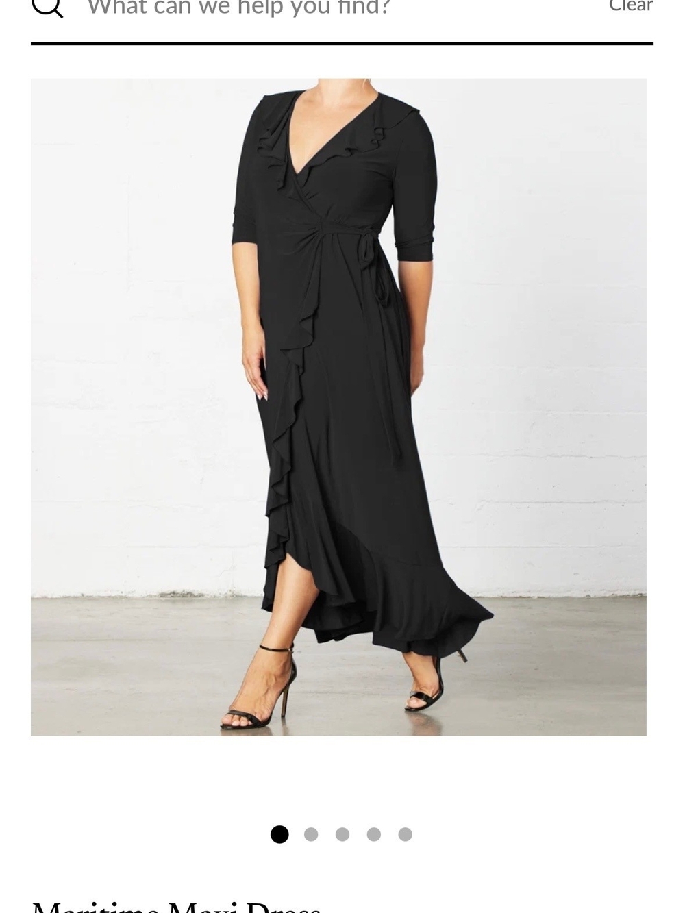 Kiyonna Maritime Maxi--Black Ruffle-Trim Wrap Dress